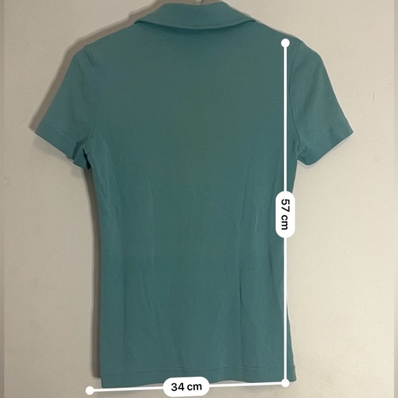 TORY BURCH Green/Blue Polo Shirt with TB Signature Buttons - Sz Extra Small - Picture 4 of 8